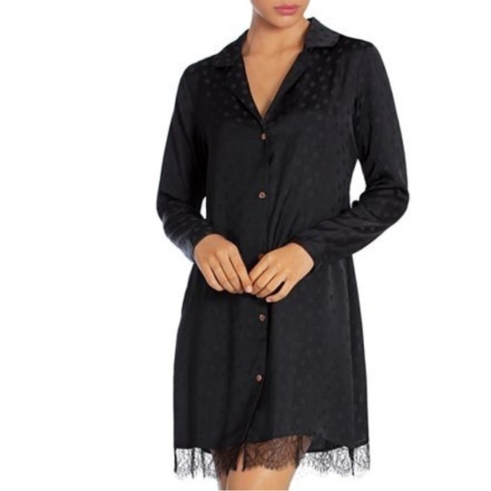 Midnight Bakery Black Polka Dot‎ Jacquard Sleepshirt